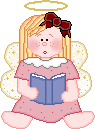 Cute Angel Girl Sitting Holding Book