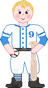 Cute Blue Baseball Boy Batter