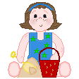 Cute Little Dark Haired Girl with Shovel and Pail Playing in Sand